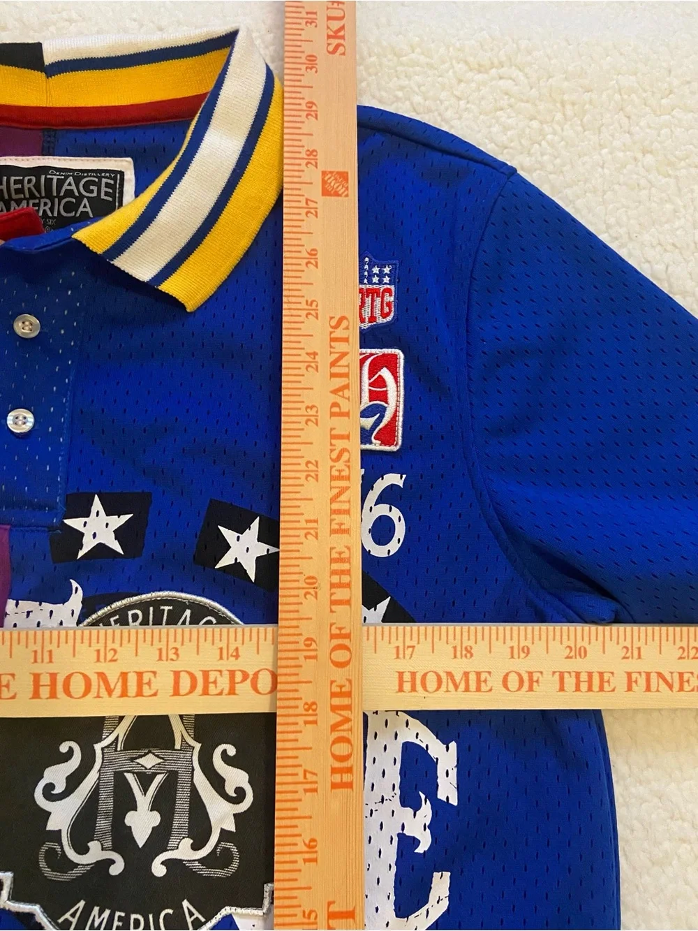 Rare Heritage By America 1776 Denim Distillery Stitched Rugby Polo Shirt Large